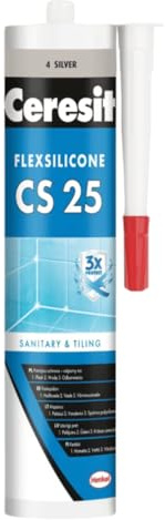 Sanitärsilikon Ceresit CS25 - Silbergrau 280ml - Pilzhemmend & Schimmelfest (1 x 280ml)