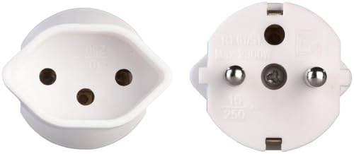 revolt Adapter: 2er-Set Fixadapter, Schutzkontakt-komp., auf Schweizer Buchse, 230 V (Adapter Schweiz, Schuko, Fixadapter für Schukostecker, Deutschland)