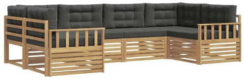 vidaXL Outdoor-Sofagarnitur mit Kissen 6 pcs Weiß und Anthrazit, Gartenmöbel, modernes Outsidesofa, modulares Set für die Terrasse, bequemes Lounge-Feeling
