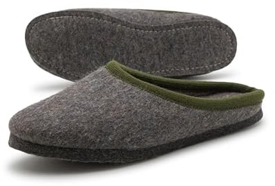 Pantoffelmann Bio-Filzpantoffeln aus 100 % Wollfilz I Grau I Größen 36–51 I Atmungsaktive & bequeme Hausschuhe mit dicker Filzsohle I Stilvolle & warme Filzhausschuhe für Damen & Herren