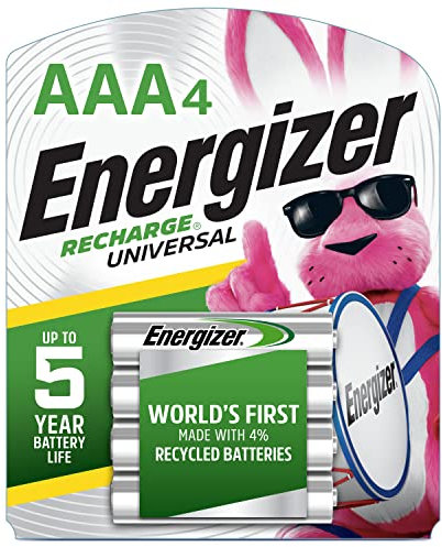 Energizer Recharge Universal 700 mAh Rechargeable AAA Batteries, Pre-Charged, 4 count