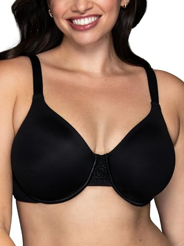 Vanity Fair Women's Beauty Back Smoothing Minimizer Bra, Minimizes Bust Line up to 1.5, Non Padded Cups up to H - Midnight Black, 44C