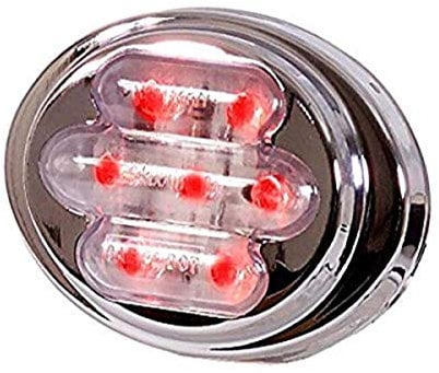 Maxxima M36180RCL rote LED klare Linse Mini Oval Durchgangsleuchte mit Edelstahl-Lünette