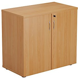 Office Hippo Heavy Duty Office Cupboard, Robust Storage with Adjustable Feet, Lockable Cupboard, Durable Adjustable Shelf - Beech