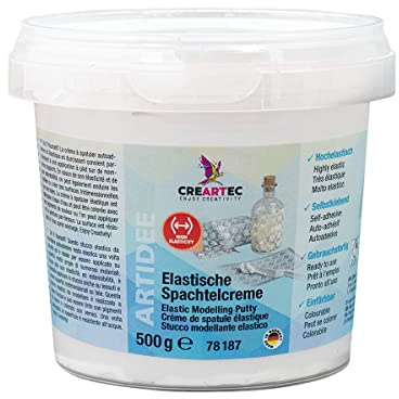 Artidee CREARTEC Spachtelcreme/Elastische Spachtelmasse - ideal für Oberflächengestaltung - Farbe: Weiß - 500 g - Made in Germany