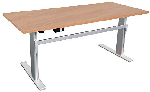 Dila GmbH Höhenverstellbarer Schreibtisch Buche Ergonomisch Elektrisch B 180 cm x T 80 cm Bürotisch (B 180 cm x T 80 cm, Buche)
