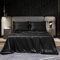 DuShow Black Double Satin Bed Sheets Set,Satin Silky 4 Pieces Sheets Set with 15 Deep Pocket Fitted Sheet, 1 Soft Flat Sheet,2 Pillowcases(Black Double)