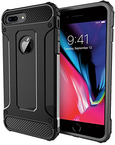 For iPhone 6 Plus / 6s Plus Case Rugged Tough Dual Layer Armor Protective Shockproof Heavy Duty Hard Shell Impact Protection Defender Survivor Bumper Cover For Apple iPhone Black + Screen Protector