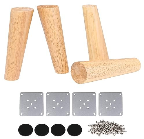 RDEXP 4 STÜCKE Massiv Eichenholz Kegel Holzmöbel Konische Füße Beine mit Box 18 cm