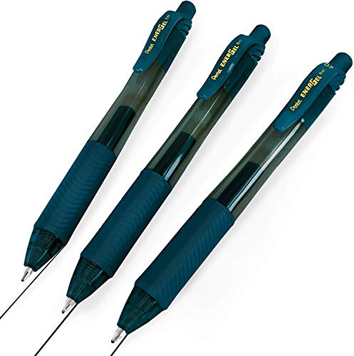 Pentel Energel X BL107 Retractable Gel Rollerball Pens - 0.7mm Nib - Navy Blue (3)
