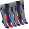 Footstar Kinder Outdoor Kniestrümpfe (6 Paar) Bunte Strümpfe mit Thermo-Effekt - Variante 2 Blau Rot 31-34
