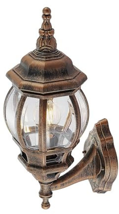 Lindby Wandlampe außen Laterne gold gebürstet, Aussenwandleuchte seewasserfest spritzwassergeschützt IP44 1xE27 max. 60W ohne Leuchtmittel Außenleuchte