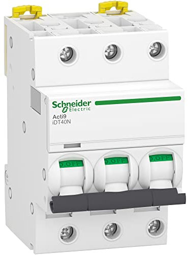 Schneider Electric - Acti9 iDT40N - disjoncteur modulaire - 3P D 40A 6000A/10kA - A9P34340