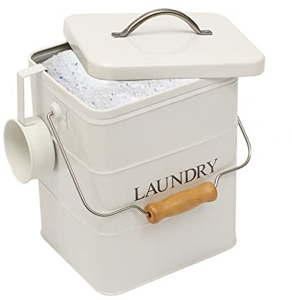 Morezi Laundry Detergent Container Powder Soap Containers with Lid and Scoop Included, Perfect Sturdy Canister Tins for Kitchen Countertop, Shelf, Great Gift - White