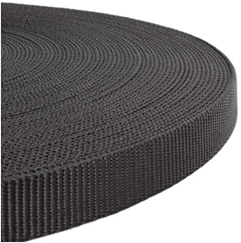 Polypropylene Webbing Strap Tape 25mm Wide for DIY Craft Dog Collar, Tow Ropes, Luggage Belt, Bag Making/Backpack Strapping/Outdoor Climbing (Black, 100 Meters)