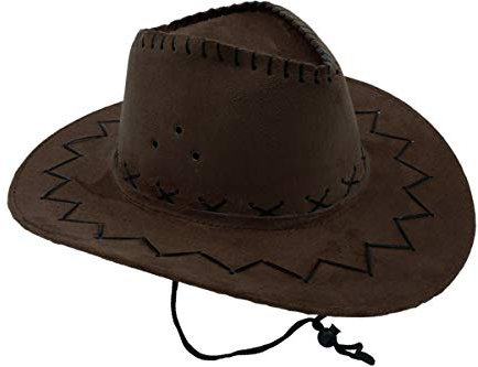 Trendario Cowboyhut für Herren und Damen, Faschingshüte für Erwachsene, Cowboy Kostüm, Cowgirl Kostüm Damen, ideal für Karneval, Fasching oder Mottopartys (Dunkelbraun)