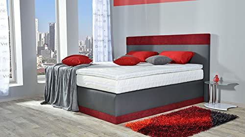 AUKONA Boxspringbett Teresa 180x200, 7-Zonen-Taschenfederkern-Matratze mit Komfortschaum Topper, H2 H3 H4, Doppelbett, Lieferung und Aufbau kostenlos