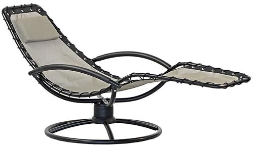 Brigros Estosa - Sedia ellittica relax modello twist con lieve oscillazione 173x77x85 cm struttura tubolare in acciaio 30mm x g 1.5mm trama in textilene verniciatura a polvere (Ecru)