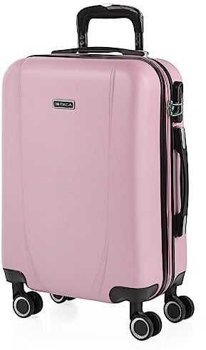 ITACA - Bagaglio A Mano rigido leggero Bagaglio A Mano 55X40X20 con 4 ruote silenziose Trolley Cabina Estensibile ABS viaggio aereo ergonomico durevole compatibile Ryanair, Rosa