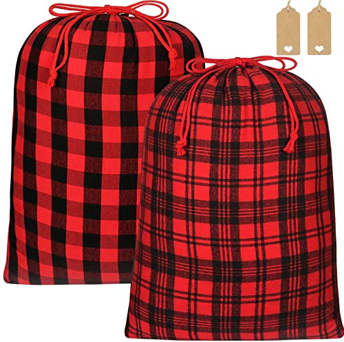 YQL 2 Stücke Geschenktüten Weihnachten Groß, 71x51cm Weihnachtsgeschenktüten mit Kordelzug Geschenkbeutel Weihnachten Stoff Nikolausbeutel Weihnachtsbeutel für Paket Geburtstag Thanksgiving Party