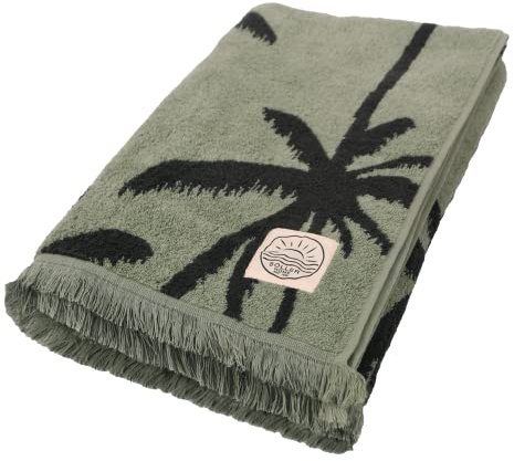 Depotex Textilhandel GmbH Strandtuch Strandlaken Badetuch Palmen Grün Anthrazit Grau Handtuch Liegetuch Strand Urlaub 100x180