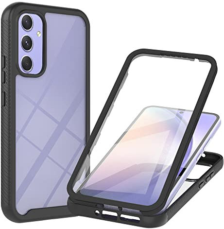 Samsung Galaxy A54 5G Case with Built-in Screen Protector, 360 Full Body Protective Cover Heavy Duty Anti-Scratch Shockproof Slim Silicone Bumper Clear Phone Case for Samsung A54 5G, Black