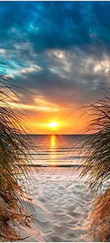 wandmotiv24 Türtapete Blick durch Düne, Meer, Sonnenuntergang 70 x 200cm (B x H) - selbstklebend Vlies 150g Sticker für Türen, Türfolie, Aufkleber, M1293