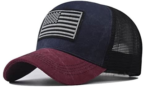 Sporty Trucker Mesh Baseballcap U.S.A. Flag Fahne USA Vintage Style Used Washed Look Retro Amerika (Navy/rot)