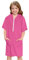 BesserBay Mädchen Girl Kurzärmig Einfarblich Bademäntel Vintage Cover Up mit Kurzarm und Bordüre für Schwimmbad Half Zip - Rose 140