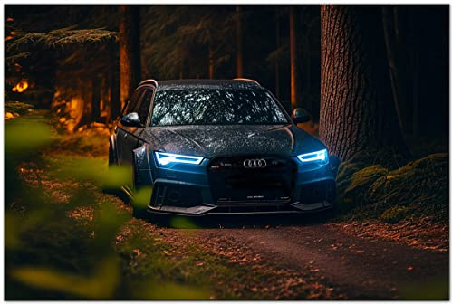 Printonia Leinwand-bild 120x80cm Audi A6 RS 6 Pop Art Auto Automobil Bilder Büro Deko Dekoration Wandbild Kunstdruck