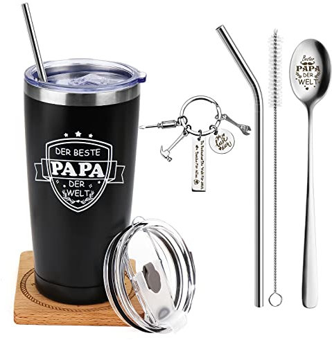 Hzdyopk Regalo para el día del padre, regalo del día del padre, mejor papá del mundo, taza de café de acero inoxidable de 20 onzas, taza de café de doble pared, regalo de cumpleaños