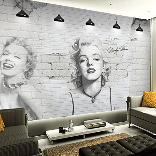 Benutzerdefinierte Fototapete Marilyn Monroe Fototapete Wohnzimmer Esszimmer Dekoration Wandbild 3D-Wandbild, 300 * 210 cm