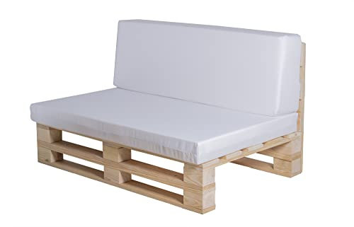 Komplettes Set aus Palettensofa + Kissen-Set (wasserdicht, weiß, 100 x 60 cm)