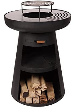 PUR LINE | Barbecue en acier avec grille en acier inoxydable et fonction brasero – Barbecue diamètre 60 cm, comprend couvercle étanche, tiroir cendrier et espace pour le bois de chauffage