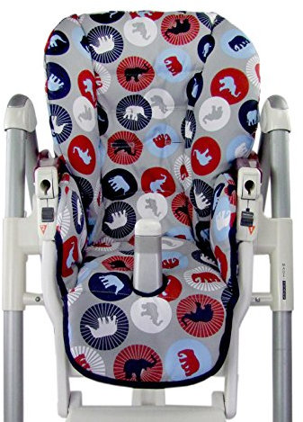 Ersatzbezug Sitzkissen [Bezug für Hochstuhl] kompatibel mit Peg Perego Prima Pappa DINER (marine Elefanten)