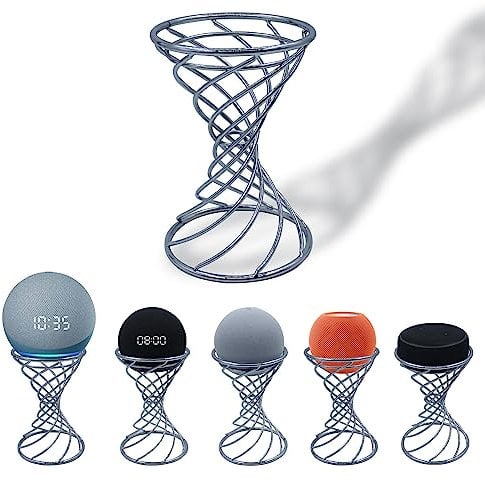 Dutiplus Smart Lautsprecher-Tischständer, dekorativer Halter für Echo Dot 5., 4., 3., 2. Generation, Echo 4., 3., 2. Generation, Echo Glow, Apple Homepod Mini und Google Home Mini/Nest Mini (Chrom)