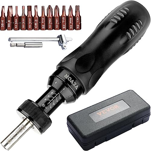 VEVOR Set di Chiavi per Cacciavite Dinamometrico da 1/4 Gamma di Regolazione Coppia 10-70 pollici-libbre, Cacciavite Dinamometrico con Incremento 1 pollici-libbre, Set Punte Cacciavite Dinamometrico