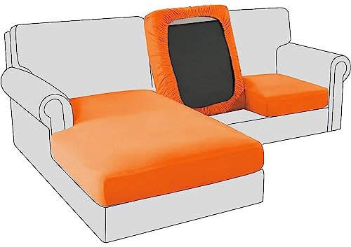 Sofa Sitzkissenbezug, Samt Stretch Bezug für Sofa Sitzkissen, Elastische Couchüberzüge, Sofasitzbezug Schonbezug Ersatz für einzelne Kissen (Rückenlehnenbezug,Orange)
