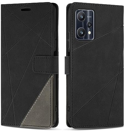 SONWO Etui Coque pour Realme 9 5G / Realme 9 Pro/Realme V25, Protection Housse en Cuir PU Portefeuille Livre pour Realme 9 5G / Realme 9 Pro/Realme V25, Emplacements Cartes, Fonction Support, Noir