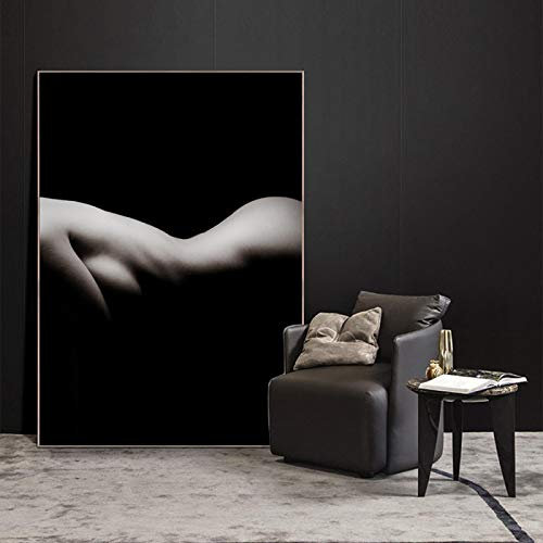 HOLEILUCK Schwarz-weiße Frauenkörper-Wandkunst, Leinwanddrucke, Pop-Art, Leinwandgemälde, Körperkunst, Wandbilder für Heimdekoration, 30 x 40 cm, mit Rahmen