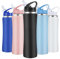 Botellas de agua aisladas, botella de agua de acero inoxidable de 600 ml con popote, botella de agua de metal, frascos de doble pared a prueba de fugas para mantener las bebidas frías y calientes