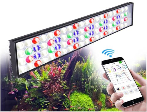 PopBloom Luces LED para acuarios de agua dulce, Lámpara LED de espectro completo para acuarios de plantas Lámpara para peceras (60W (For 50-70cm))