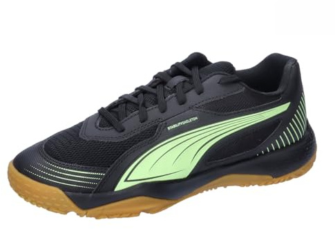 PUMA Unisex Youth SOLARFLASH III JR Indoor Court Shoe, PUMA Black-Fizzy Apple, 10 UK Child