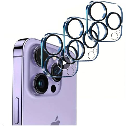 CUFEREDU 3pcs Lentille de Caméra Verre Trempé pour iPhone 14 Pro 6.1 Film d'objectif de Caméra en Verre HD de Protection Complète Anti-explosion