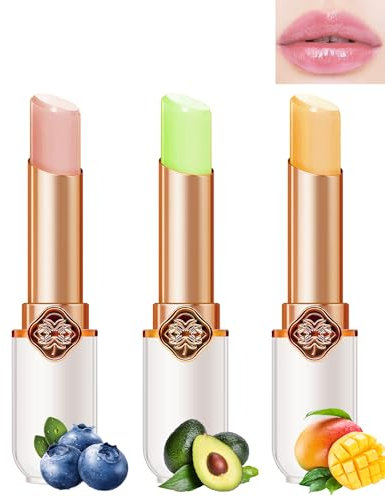 Magic Lippenstift Set-3Pcs Magische Temperatur Farbwechsel Lipgloss PH langanhaltend Nahrhafte Lippenstift Color Changing Lipstick Wasserfest Lippenbalsam,Make-up Geschenk für Frauen Mädchen