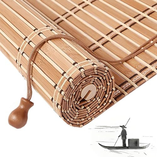 Sh000ad Retro Bambus Rollo,Bambus Raffrollo,Natur Holzrollos,Fenster Rollo Aus Bambus Für Innen,Sichtschutz Sonnenschutz Bambusrollo Jalousie Für Tür & Fenster,Anpassbar,Breite x Höhe (120cm x 150cm)