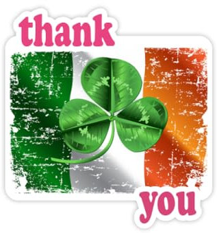 Aufkleber Thank You, Motiv Irland Kleeblatt, Nationalflagge, Grün