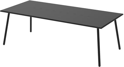 Mondo Viro Moderner Gartentisch aus lackiertem Metall Roma, groß – 220 x 100 cm, 75 h, schwarz