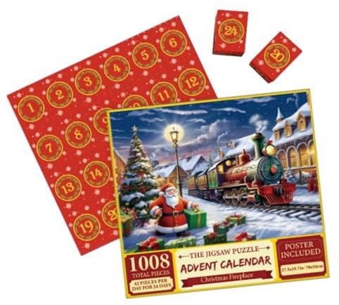 Harilla Weihnachten Puzzle Adventskalender 2023 - Spaßiges Geschenk für die ganze Familie, Weihnachtsmann-Züge