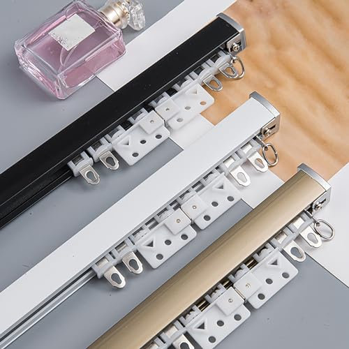 Aluminium-Legierung Deckenschiene Für Vorhänge, Raumteiler Vorhangstange, Decke Oder Wand Montierte Gardinenschiene, Für Wohnzimmer Schlafzimmer Schrank RV Camper, 1m, 2m, 3m, 4m, 5m (Color : Black-C